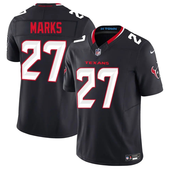 Men's Navy Houston Texans #27 Woody Marks 2025 F.U.S.E. Vapor Limited Stitched Football Jersey